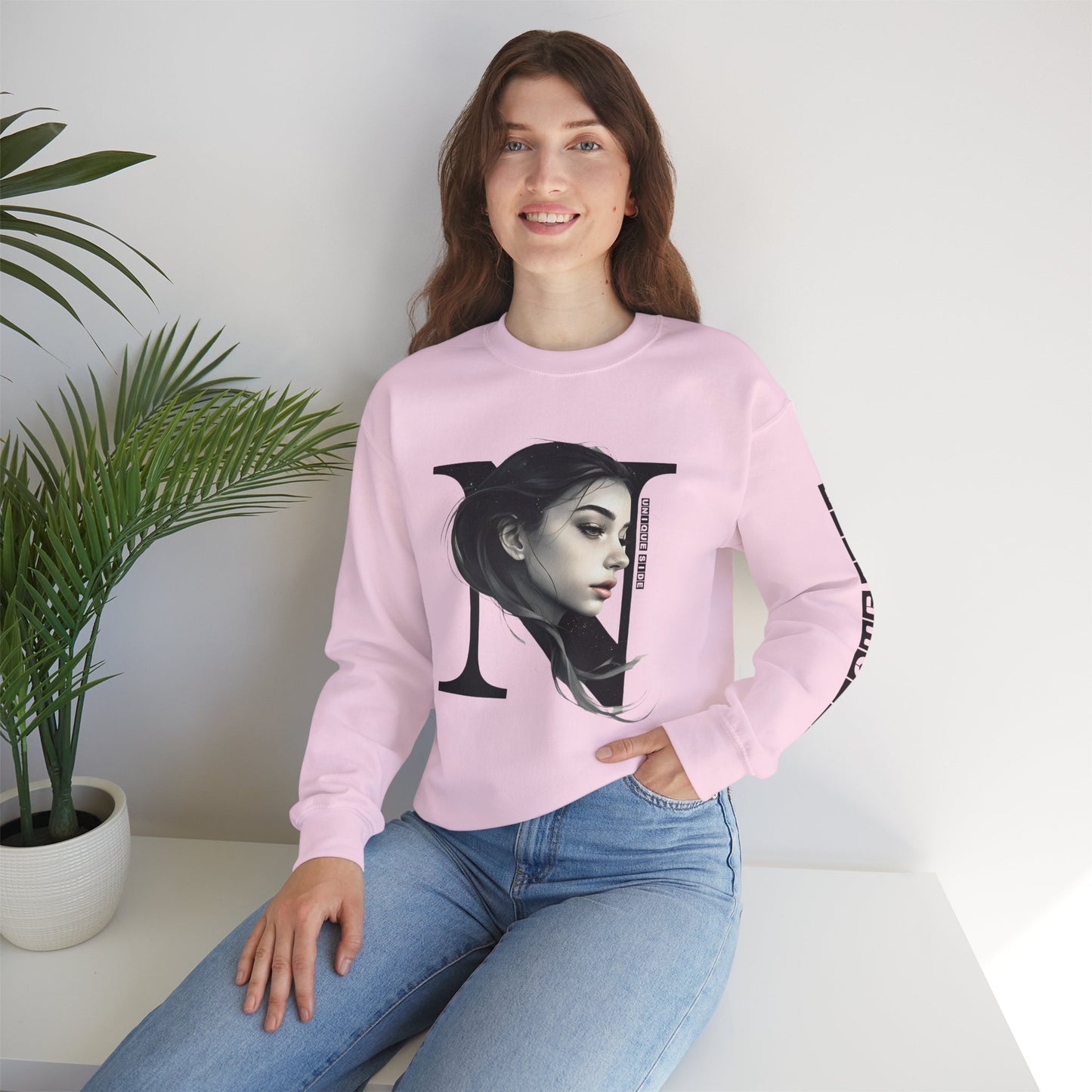 Letter N, Stylish Artistic Sweatshirt, Trendy Crewneck, Graphic Sweater, Cozy Unisex Top, Unique Gift for Art Lovers, Everyday Comfort