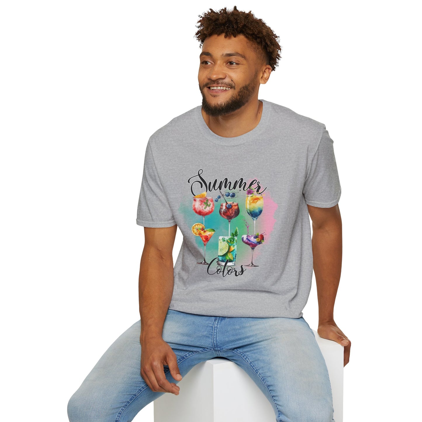 Summer Colors Cocktail T-Shirt, Unisex Tee, Fun Summer Wear, Gift for Cocktails Lovers, Beach Party Shirt, Vacation Top