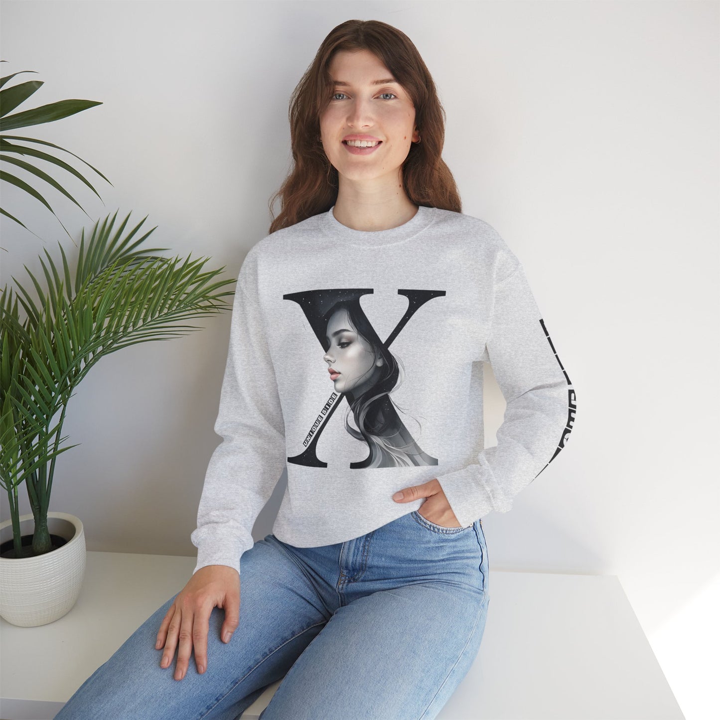 Letter X, Stylish Artistic Sweatshirt, Trendy Crewneck, Graphic Sweater, Cozy Unisex Top, Unique Gift for Art Lovers, Everyday Comfort