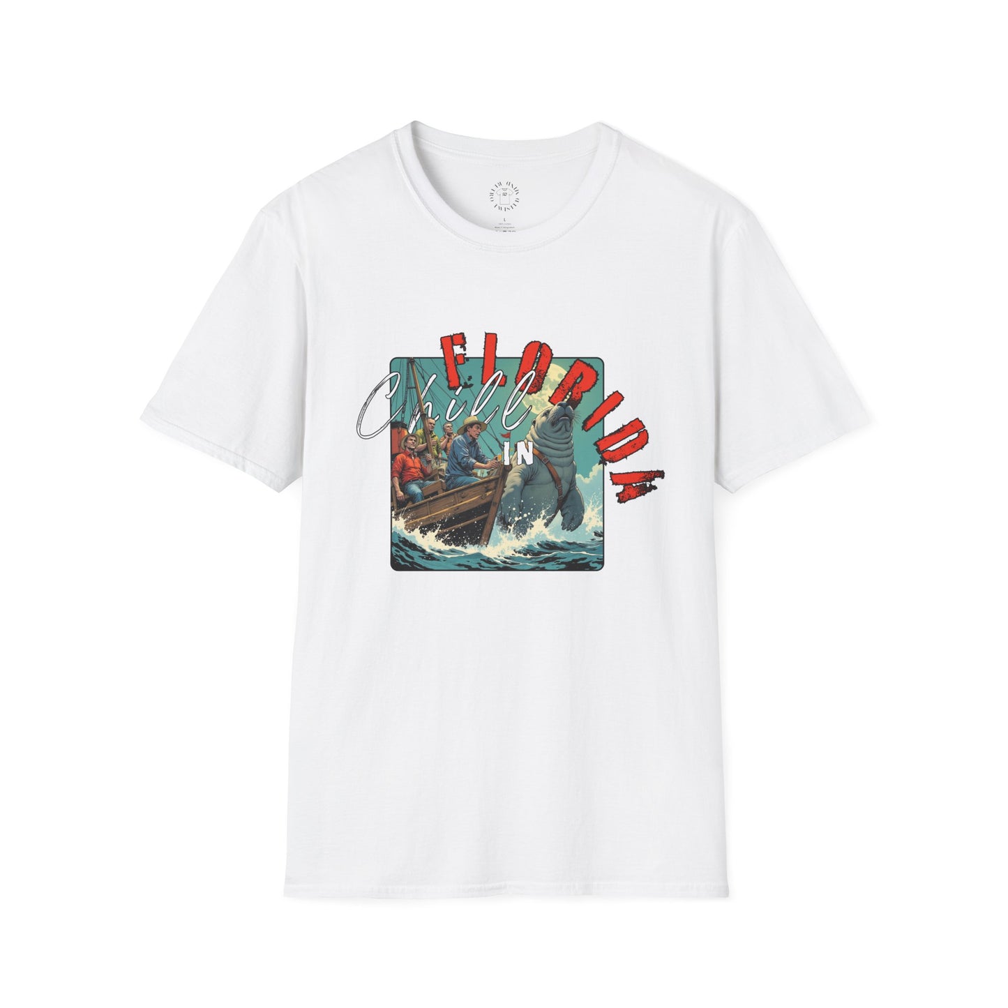 Florida Chill Unisex Softstyle T-Shirt | Vintage Beach Vibe Tee, manatee