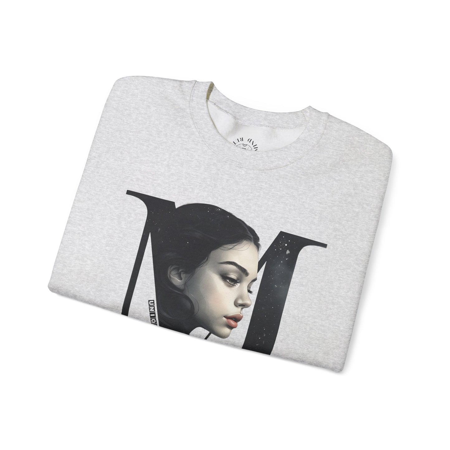 Letter M, Stylish Artistic Sweatshirt, Trendy Crewneck, Graphic Sweater, Cozy Unisex Top, Unique Gift for Art Lovers, Everyday Comfort