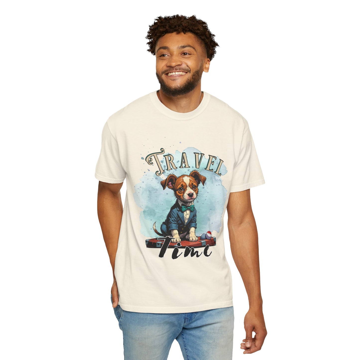 Travel Time Dog Graphic Unisex T-Shirt - Perfect for Pet Lovers and Travel Enthusiasts