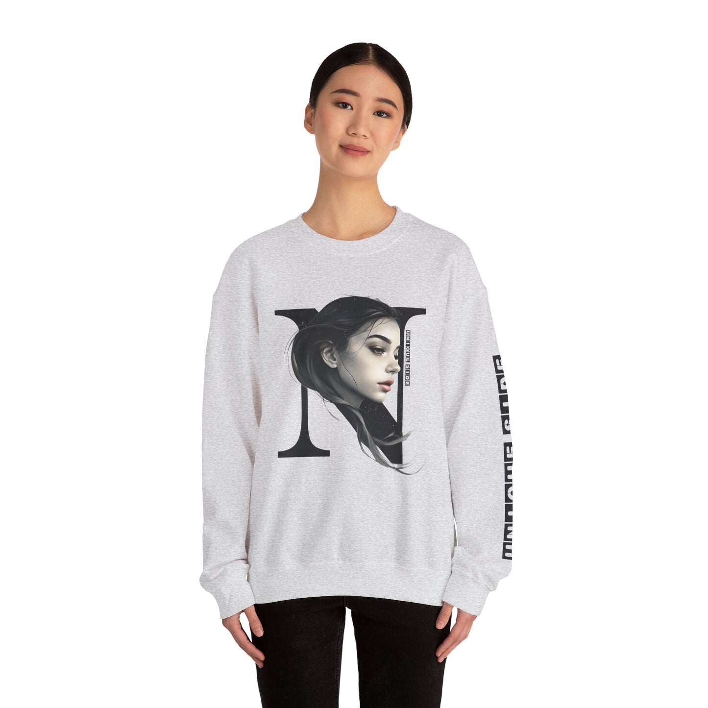 Letter N, Stylish Artistic Sweatshirt, Trendy Crewneck, Graphic Sweater, Cozy Unisex Top, Unique Gift for Art Lovers, Everyday Comfort