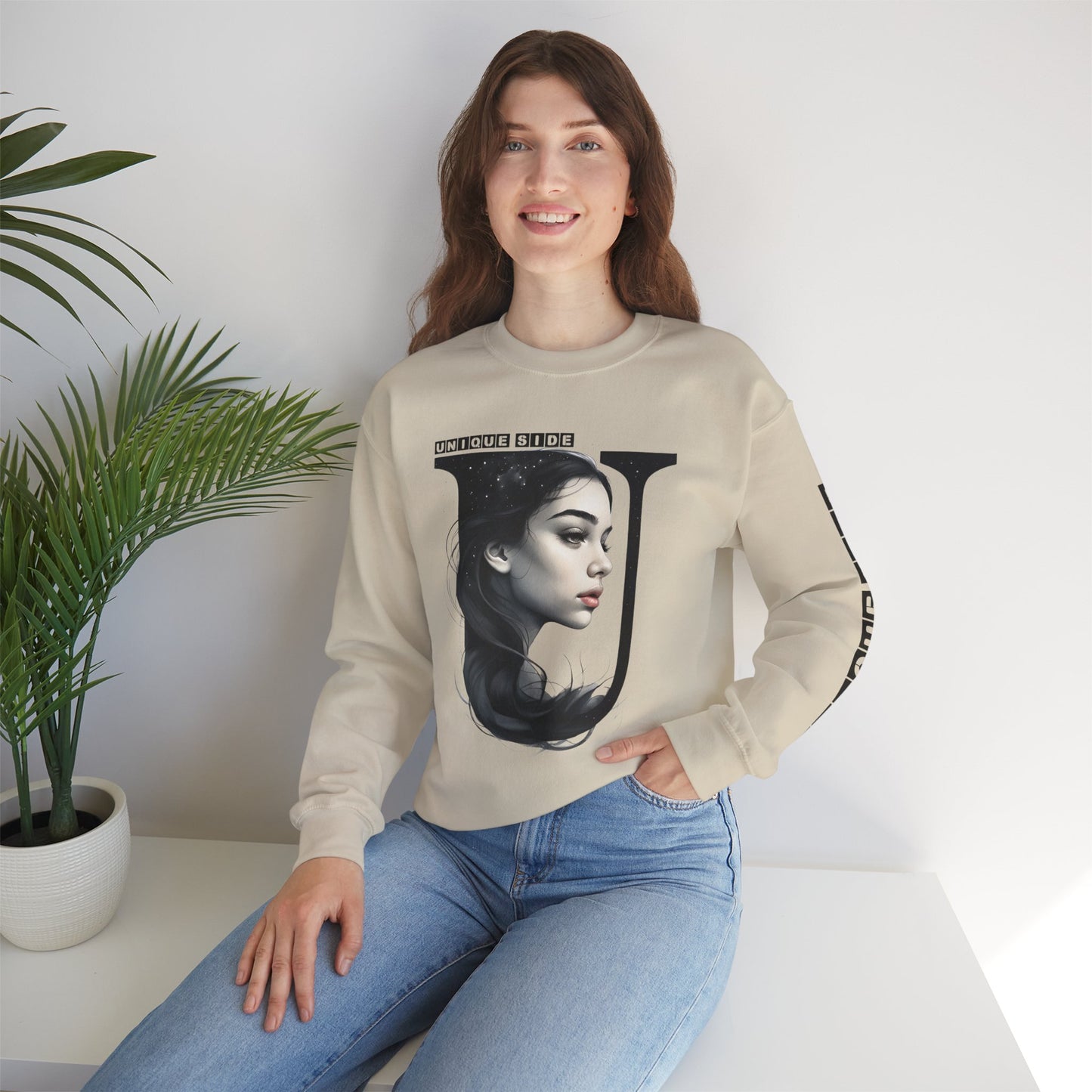 Letter U, Stylish Artistic Sweatshirt, Trendy Crewneck, Graphic Sweater, Cozy Unisex Top, Unique Gift for Art Lovers, Everyday Comfort