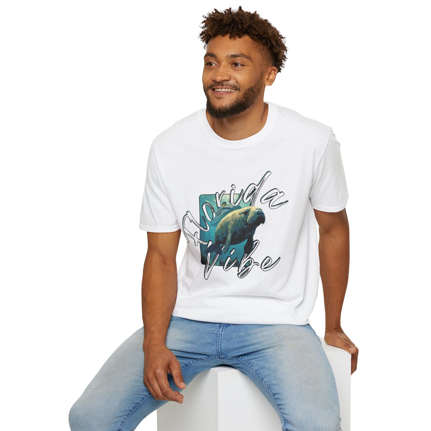 Florida Vibe Unisex Softstyle T-Shirt - Casual Beachwear Tee, manatee