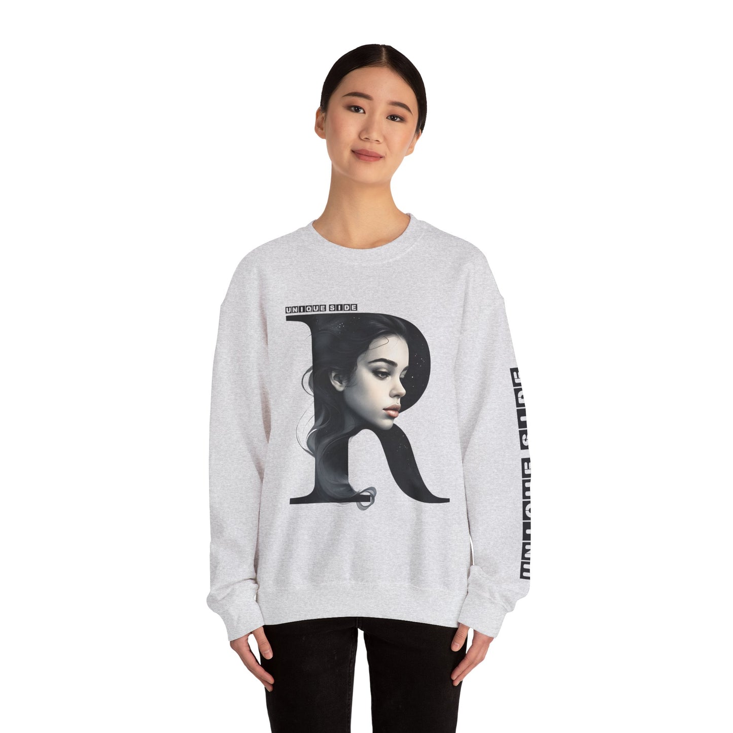 Letter R, Stylish Artistic Sweatshirt, Trendy Crewneck, Graphic Sweater, Cozy Unisex Top, Unique Gift for Art Lovers, Everyday Comfort