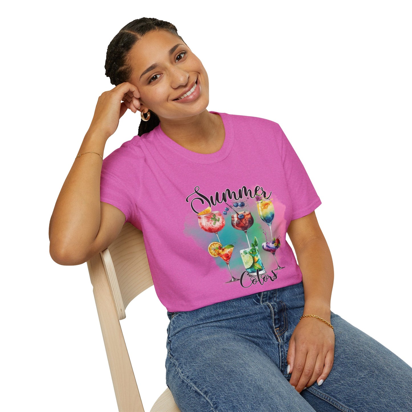 Summer Colors Cocktail T-Shirt, Unisex Tee, Fun Summer Wear, Gift for Cocktails Lovers, Beach Party Shirt, Vacation Top