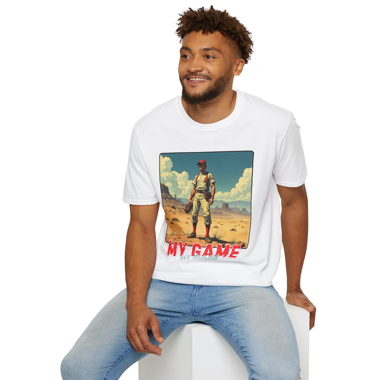 My Game My Rules Unisex Softstyle T-Shirt - Vintage Baseball Graphic Tee, sport, baseball