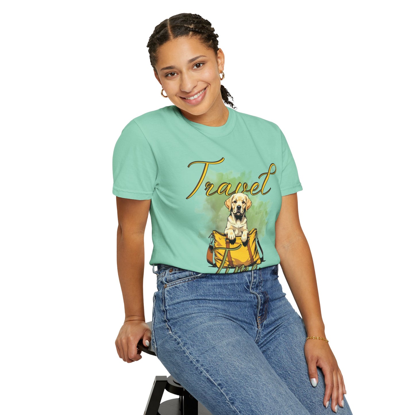 Travel Time Dog T-Shirt - Unisex Garment-Dyed Tee for Pet Lovers