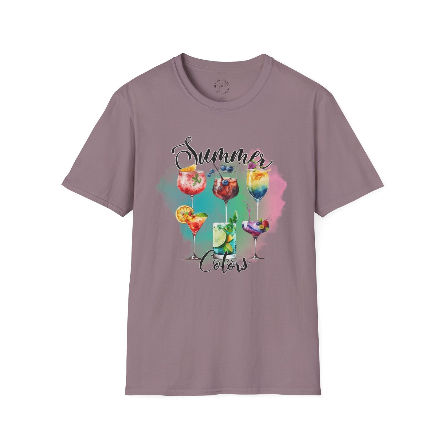 Summer Colors Cocktail T-Shirt, Unisex Tee, Fun Summer Wear, Gift for Cocktails Lovers, Beach Party Shirt, Vacation Top
