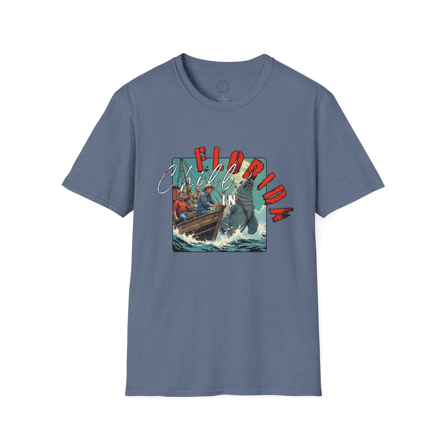 Florida Chill Unisex Softstyle T-Shirt | Vintage Beach Vibe Tee, manatee