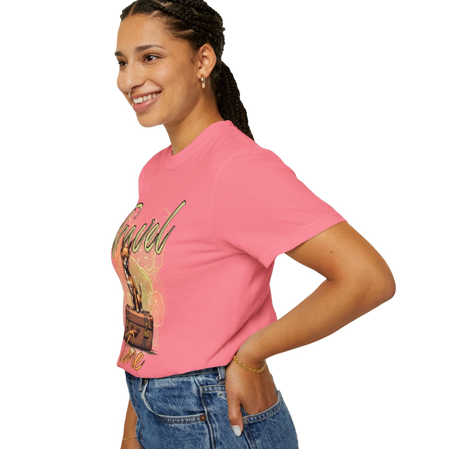 Travel Time Unisex Garment-Dyed T-Shirt - Cute Dog Design for Animal Lovers
