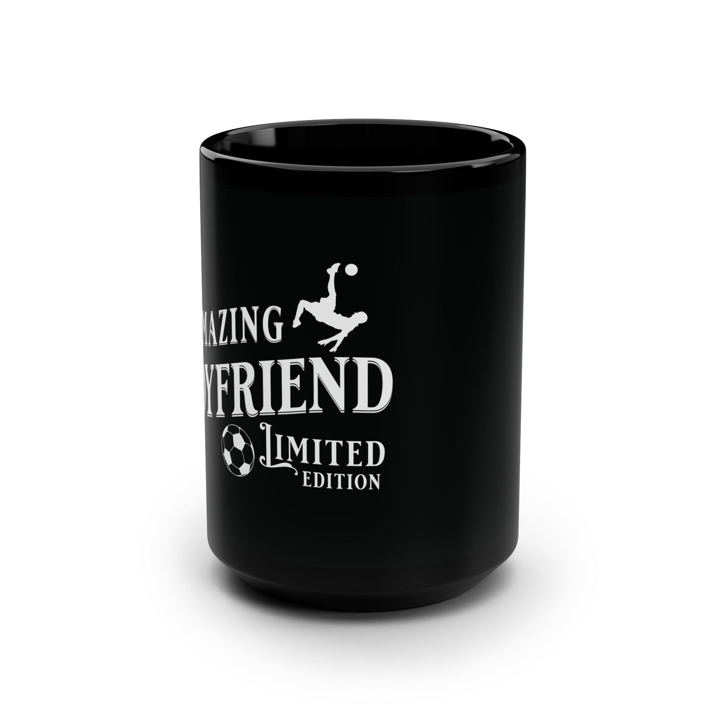 Amazing Boyfriend, Soccer, Valentine's day gift for him .Black Mug