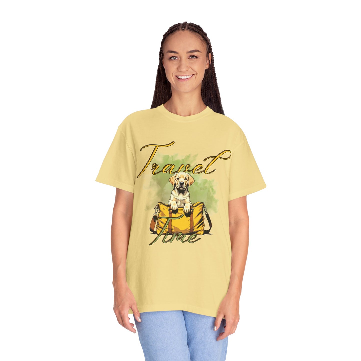 Travel Time Dog T-Shirt - Unisex Garment-Dyed Tee for Pet Lovers