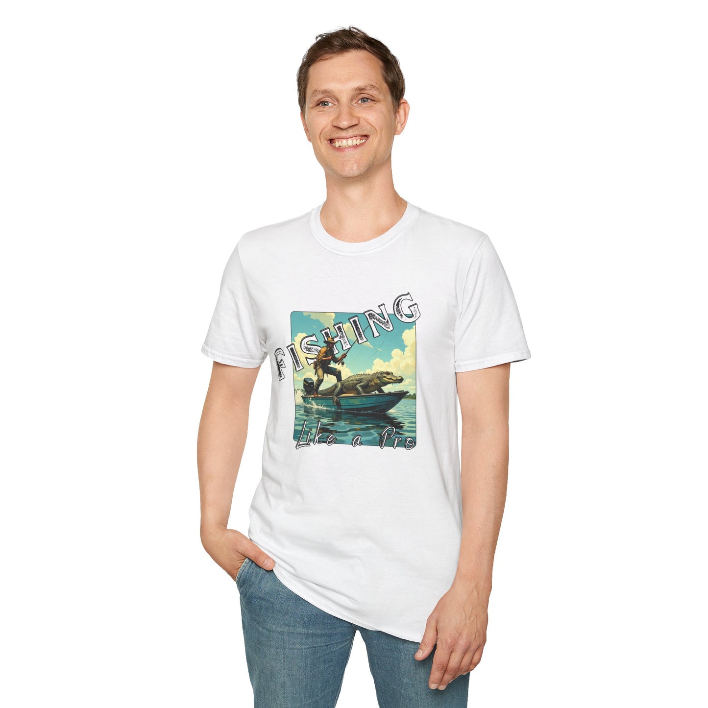 Fishing Like a Pro Unisex Softstyle T-Shirt - Perfect Gift for Anglers,gator,sport