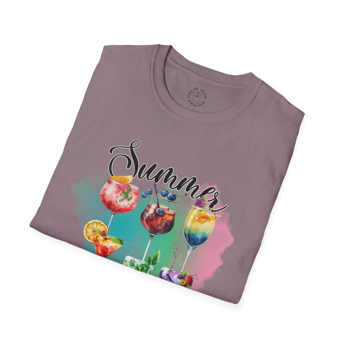Summer Colors Cocktail T-Shirt, Unisex Tee, Fun Summer Wear, Gift for Cocktails Lovers, Beach Party Shirt, Vacation Top