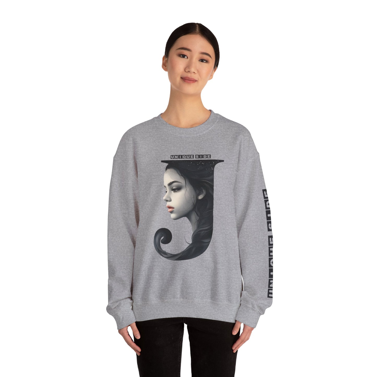 Letter J, Stylish Artistic Sweatshirt, Trendy Crewneck, Graphic Sweater, Cozy Unisex Top, Unique Gift for Art Lovers, Everyday Comfort