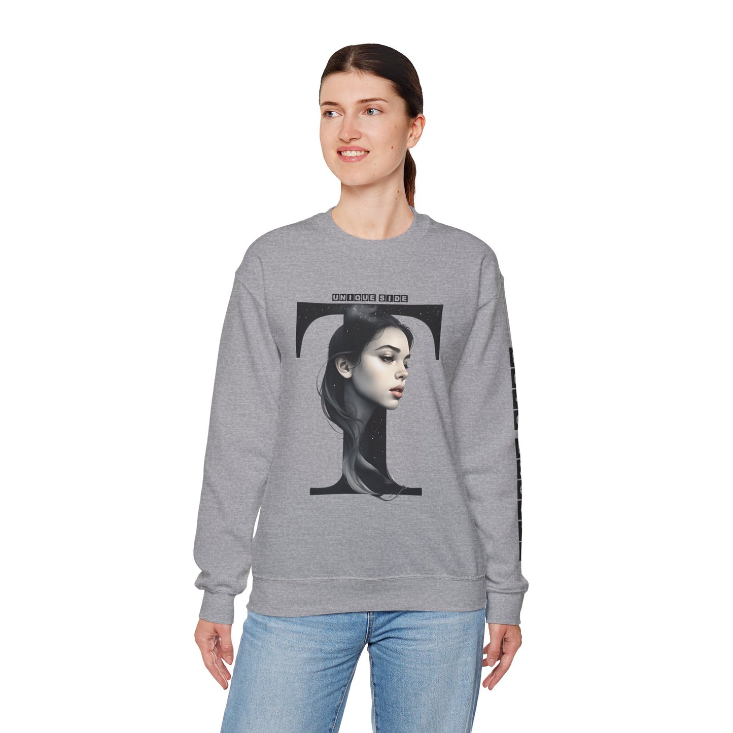 Letter T, Stylish Artistic Sweatshirt, Trendy Crewneck, Graphic Sweater, Cozy Unisex Top, Unique Gift for Art Lovers, Everyday Comfort