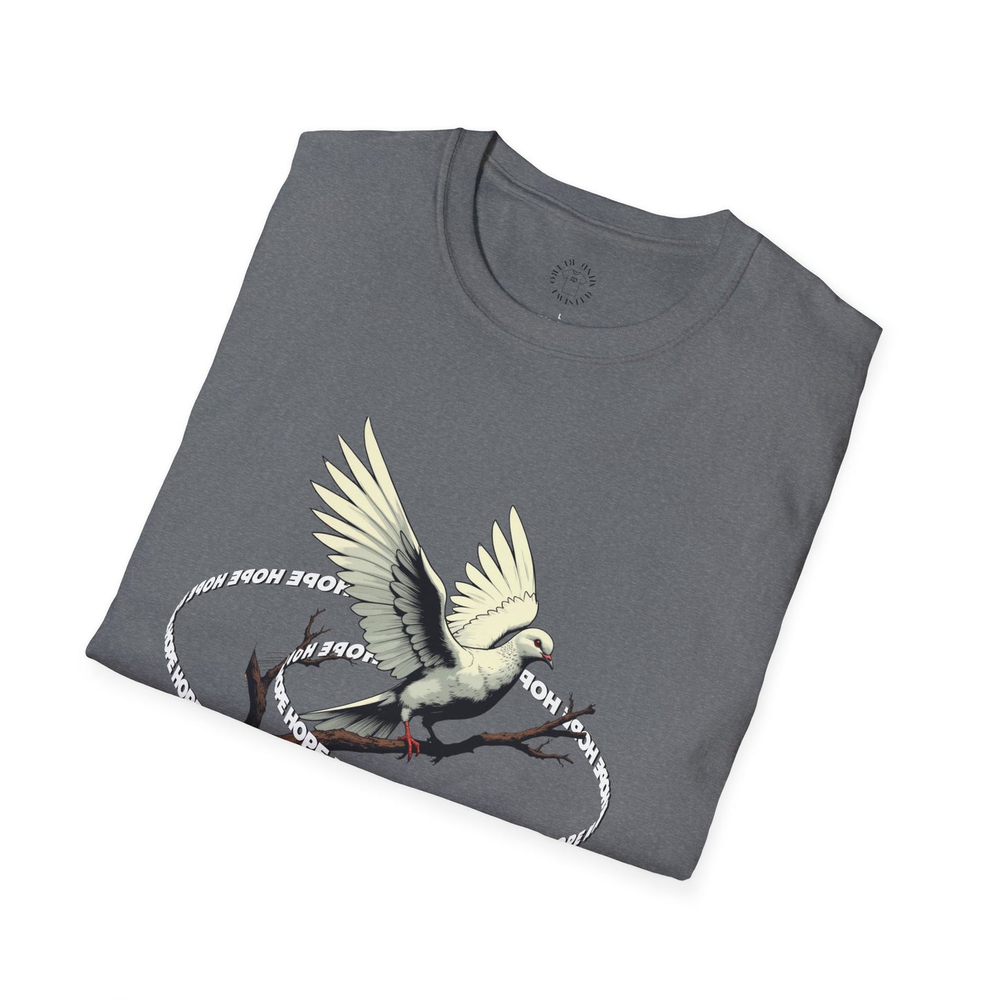 Hopeful Wings Unisex Softstyle T-Shirt - Inspirational Graphic Tee,dove,twisted