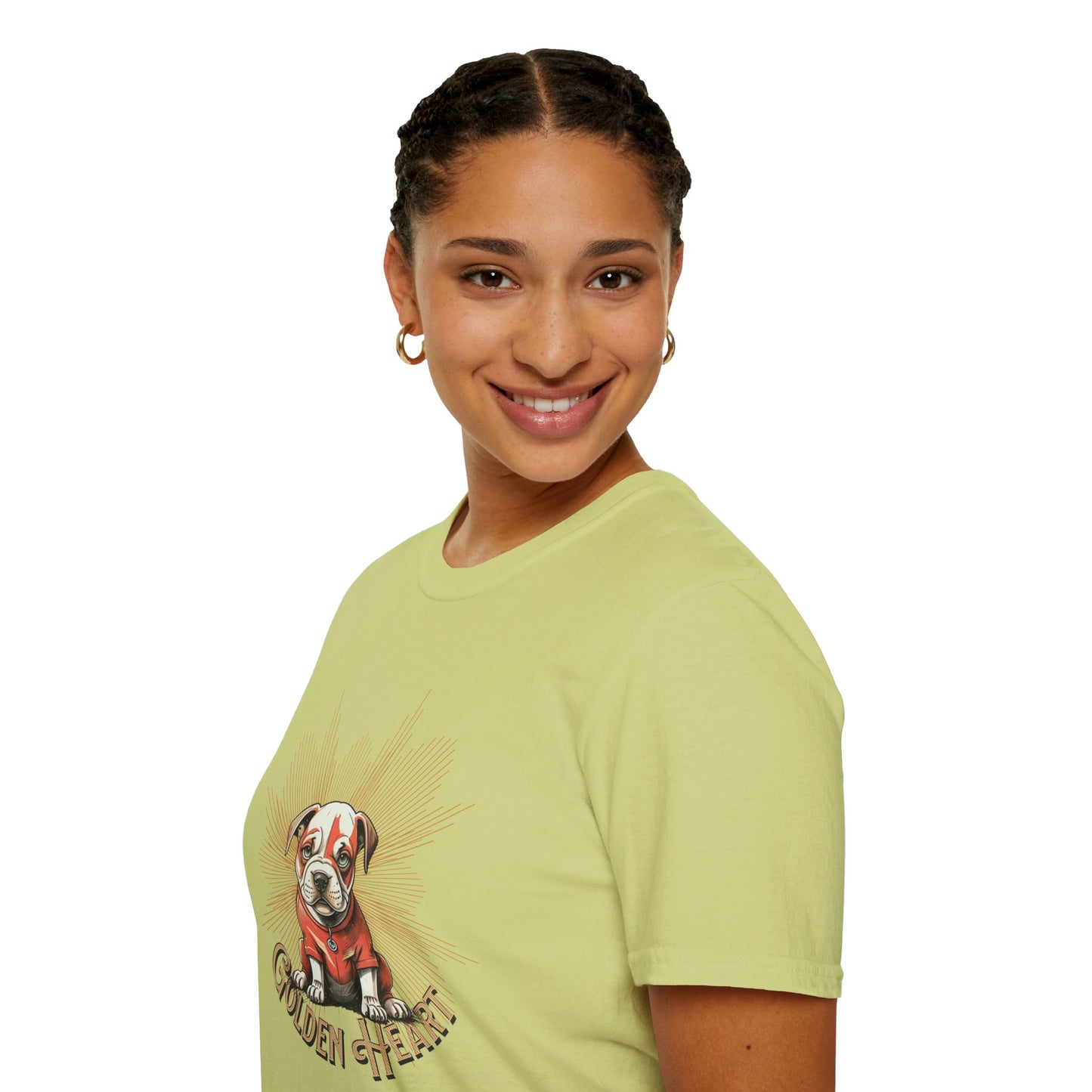 Golden Heart Dog Art Unisex T-Shirt, Animal Lover Gift, Pet Enthusiast Tee, Casual Wear, Birthday Gift, Cute Dog T-Shirt