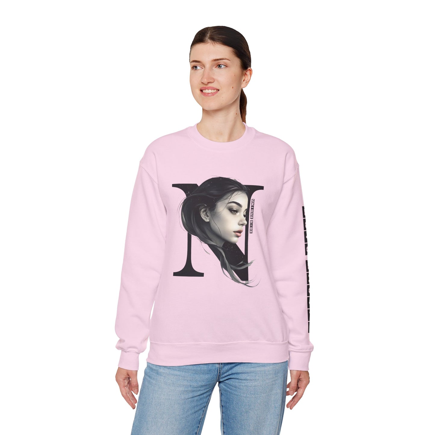 Letter N, Stylish Artistic Sweatshirt, Trendy Crewneck, Graphic Sweater, Cozy Unisex Top, Unique Gift for Art Lovers, Everyday Comfort