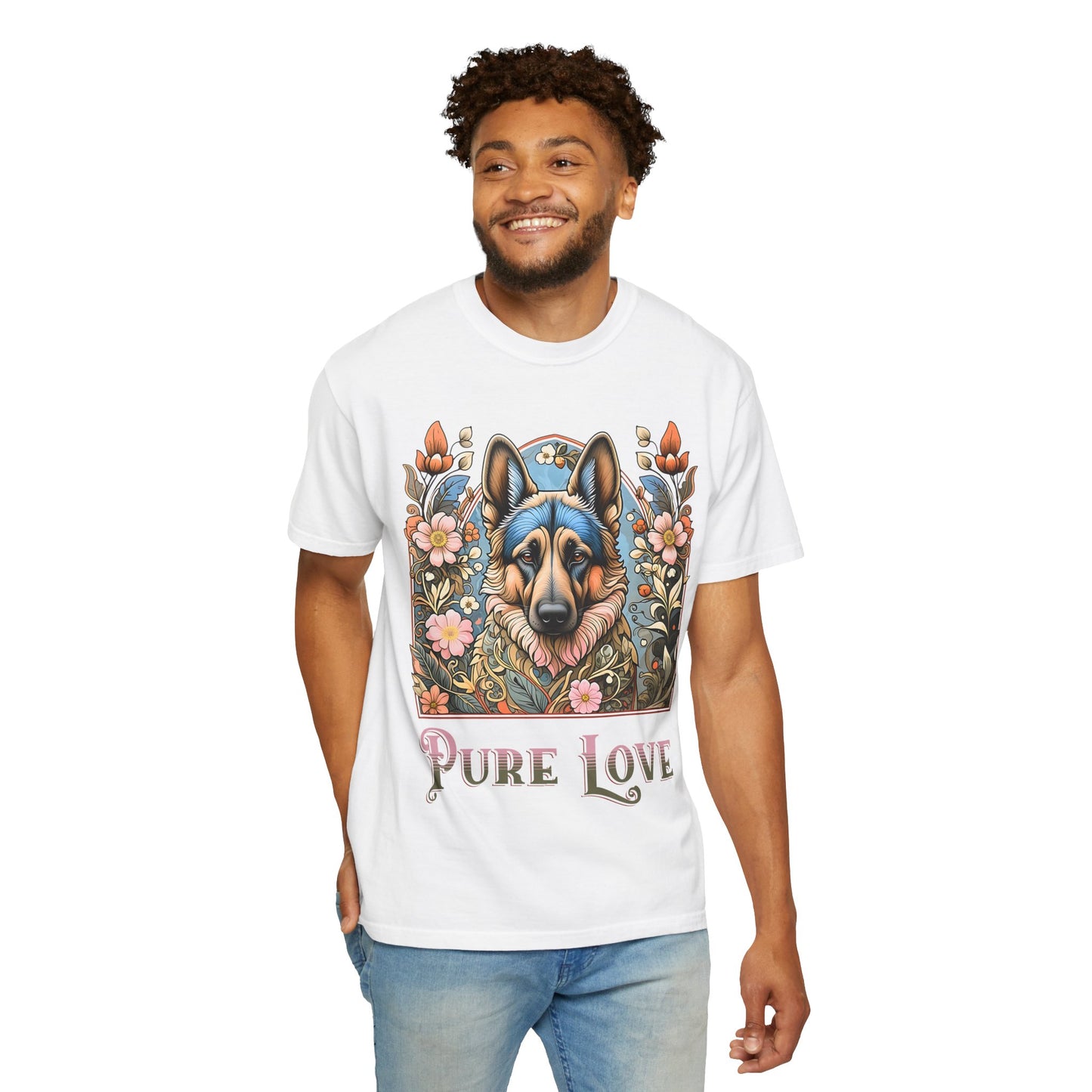 Pure Love German Shepherd T-Shirt – Unisex Garment-Dyed Tee for Dog Lovers