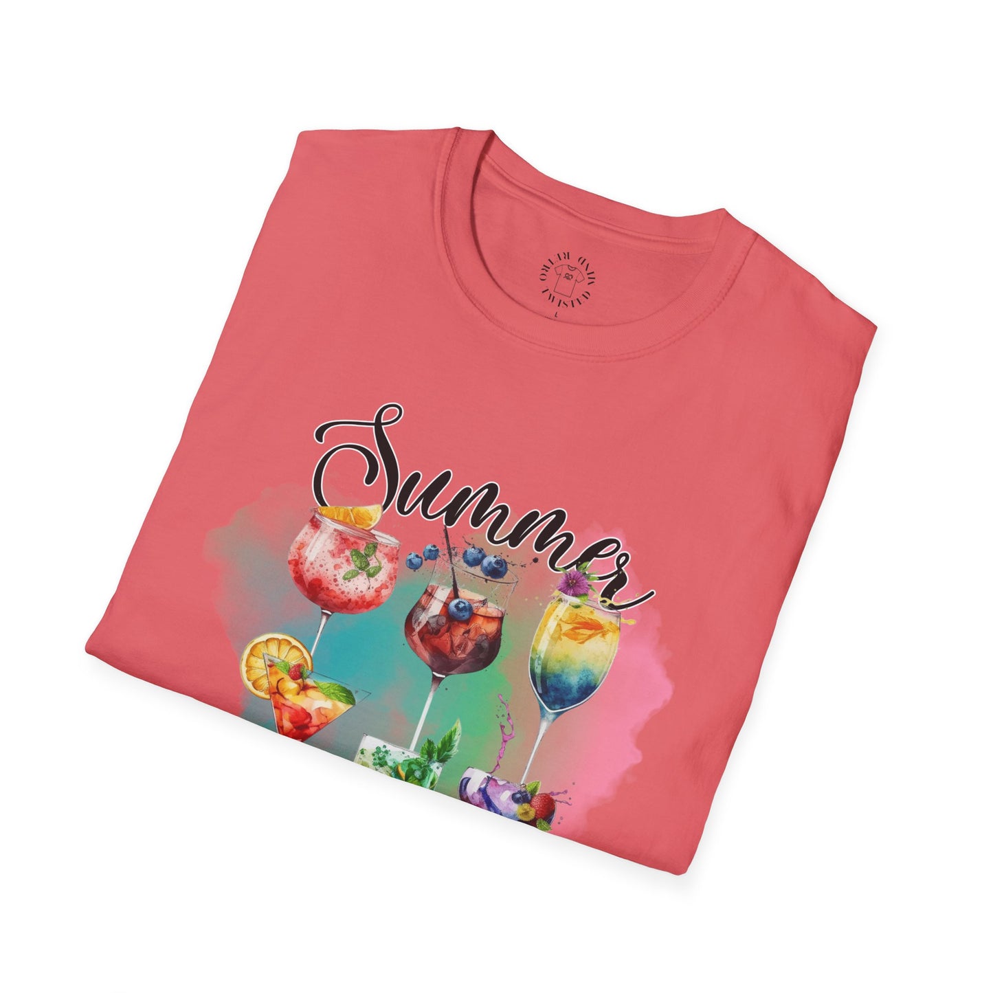 Summer Colors Cocktail T-Shirt, Unisex Tee, Fun Summer Wear, Gift for Cocktails Lovers, Beach Party Shirt, Vacation Top