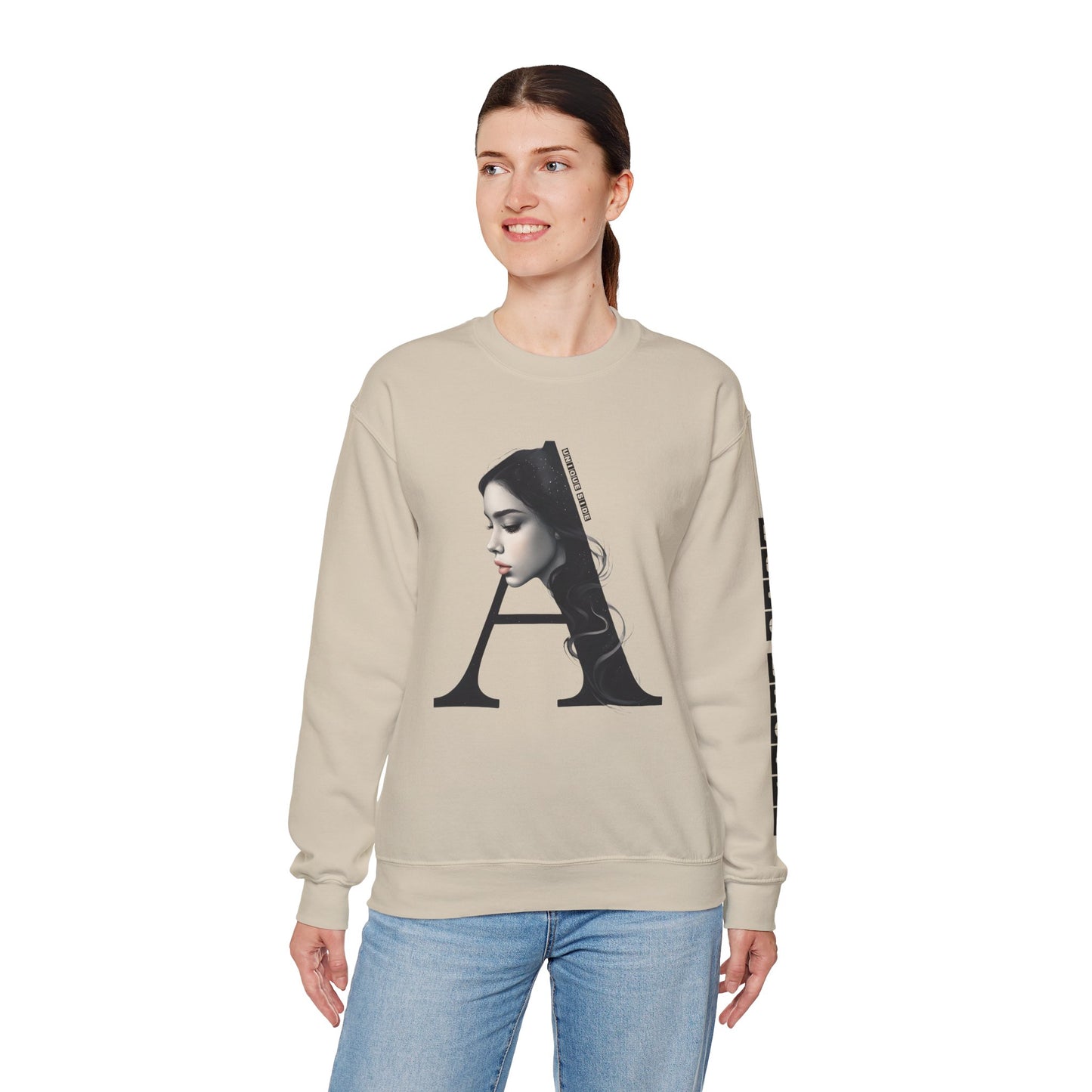 Letter A,Stylish Artistic Sweatshirt, Trendy Crewneck, Graphic Sweater, Cozy Unisex Top, Unique Gift for Art Lovers, Everyday Comfort