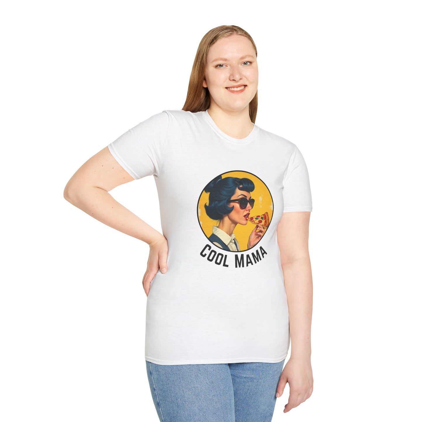 Cool Mama Unisex Softstyle T-Shirt - Retro Chic Pizza Lover Tee,mom