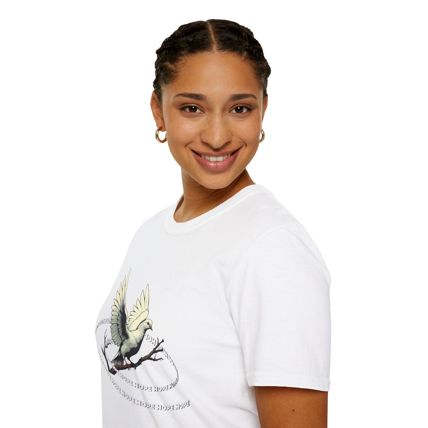 Hopeful Wings Unisex Softstyle T-Shirt - Inspirational Graphic Tee,dove,twisted