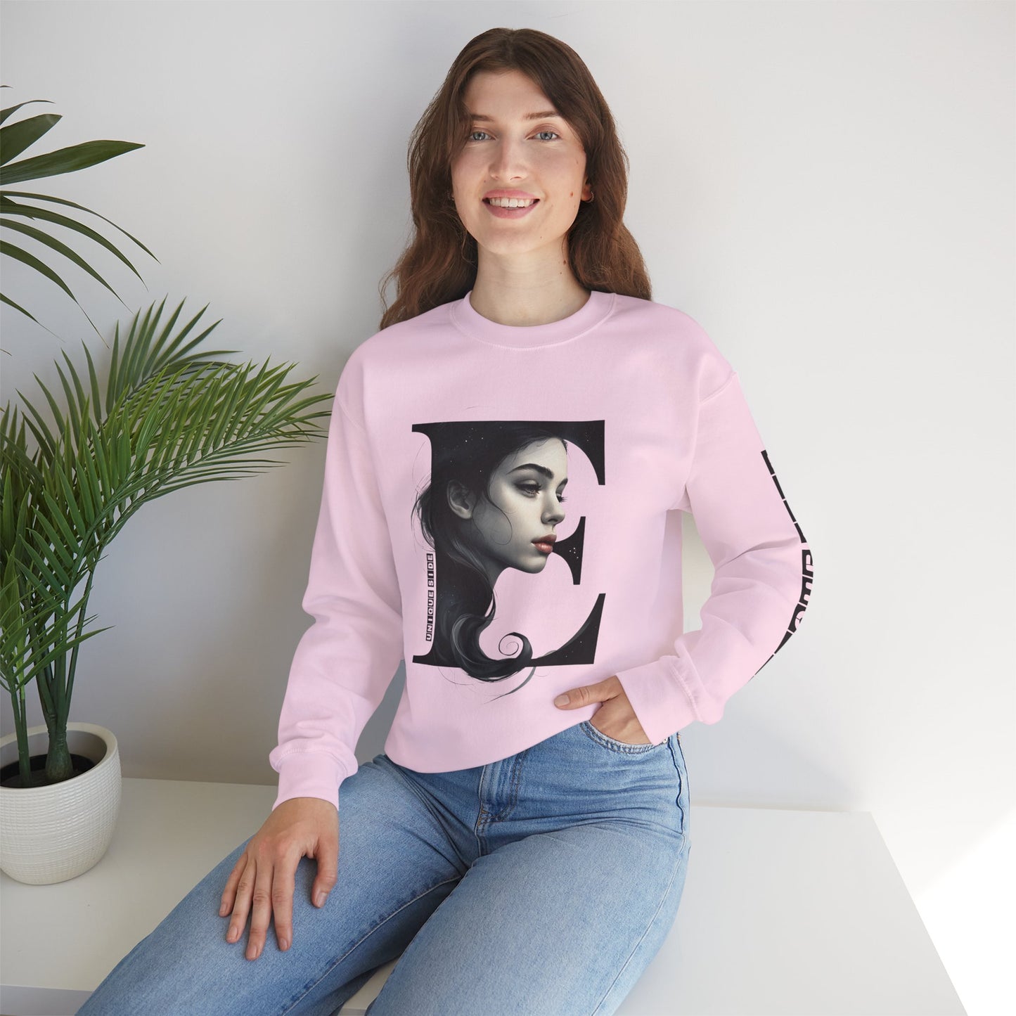 Letter E, Stylish Artistic Sweatshirt, Trendy Crewneck, Graphic Sweater, Cozy Unisex Top, Unique Gift for Art Lovers, Everyday Comfort