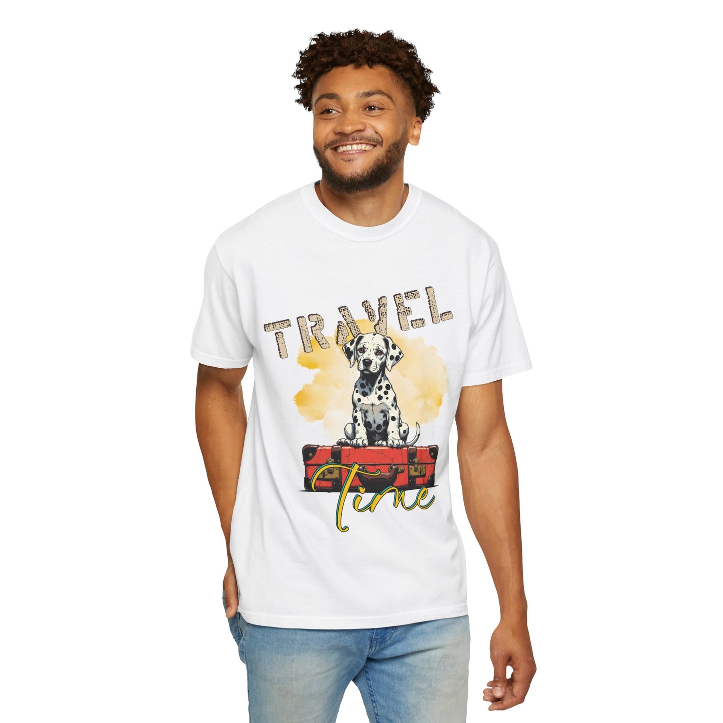 Travel Time Dog T-Shirt, Unisex Graphic Tee, Pet Lover's Gift, Vacation Shirt, Travel Enthusiast Apparel