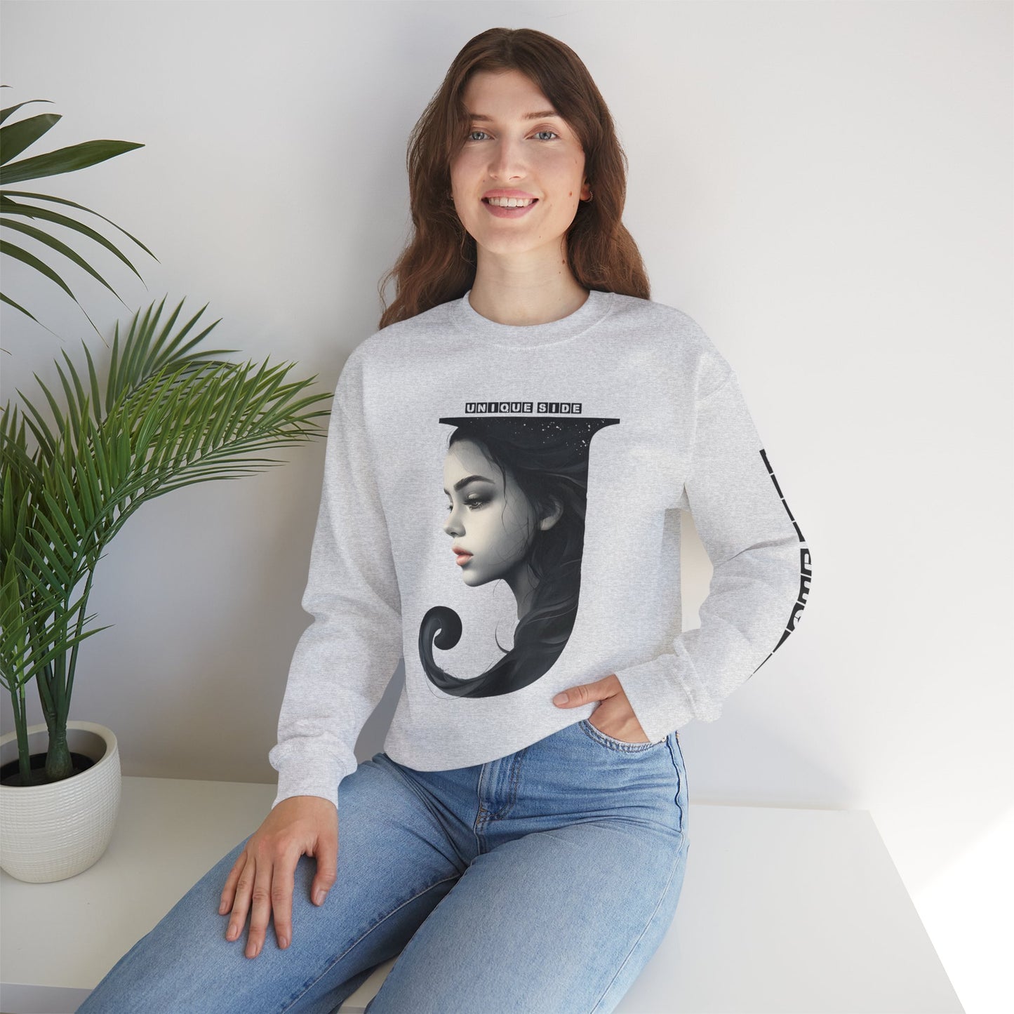 Letter J, Stylish Artistic Sweatshirt, Trendy Crewneck, Graphic Sweater, Cozy Unisex Top, Unique Gift for Art Lovers, Everyday Comfort