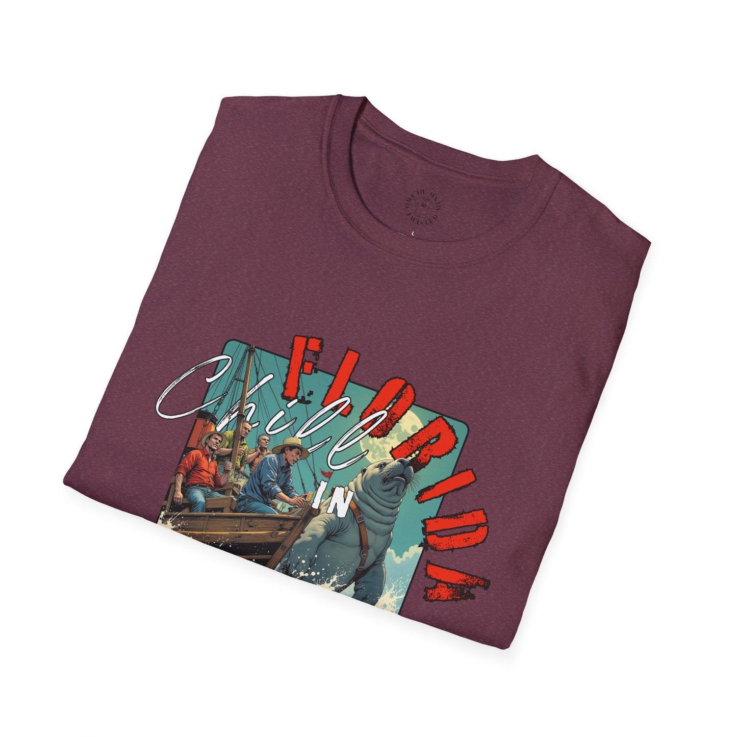 Florida Chill Unisex Softstyle T-Shirt | Vintage Beach Vibe Tee, manatee