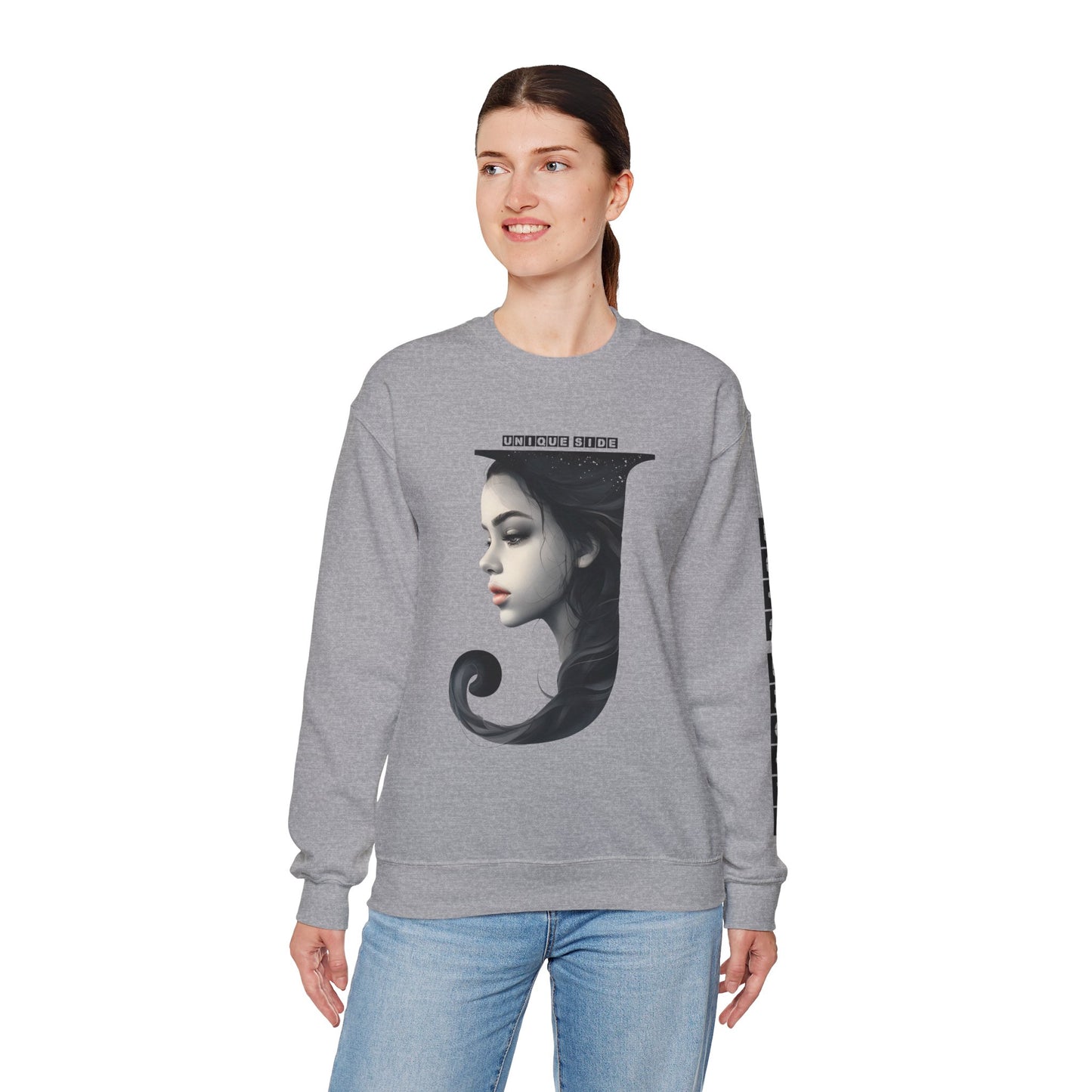 Letter J, Stylish Artistic Sweatshirt, Trendy Crewneck, Graphic Sweater, Cozy Unisex Top, Unique Gift for Art Lovers, Everyday Comfort