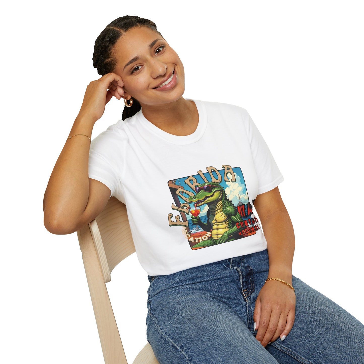 Florida Alligator Unisex Softstyle T-Shirt - Retro Vibe Casual Tee,vacation ,florida,
