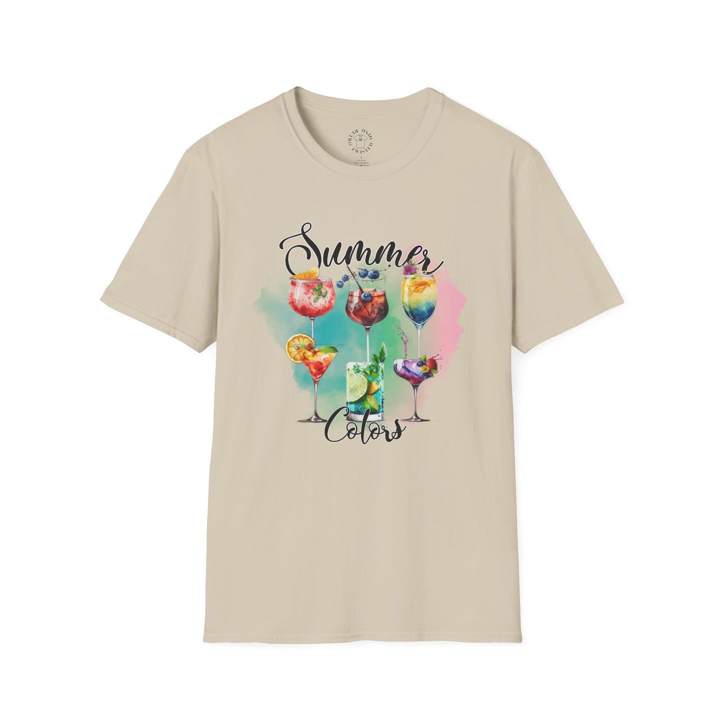 Summer Colors Cocktail T-Shirt, Unisex Tee, Fun Summer Wear, Gift for Cocktails Lovers, Beach Party Shirt, Vacation Top