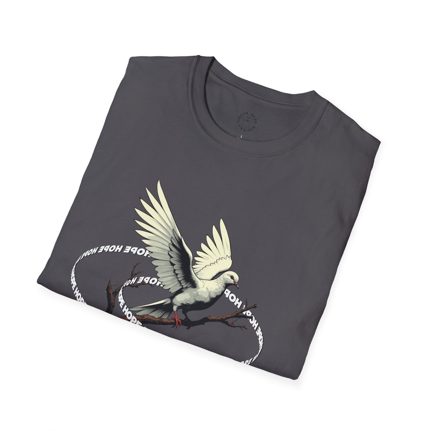 Hopeful Wings Unisex Softstyle T-Shirt - Inspirational Graphic Tee,dove,twisted