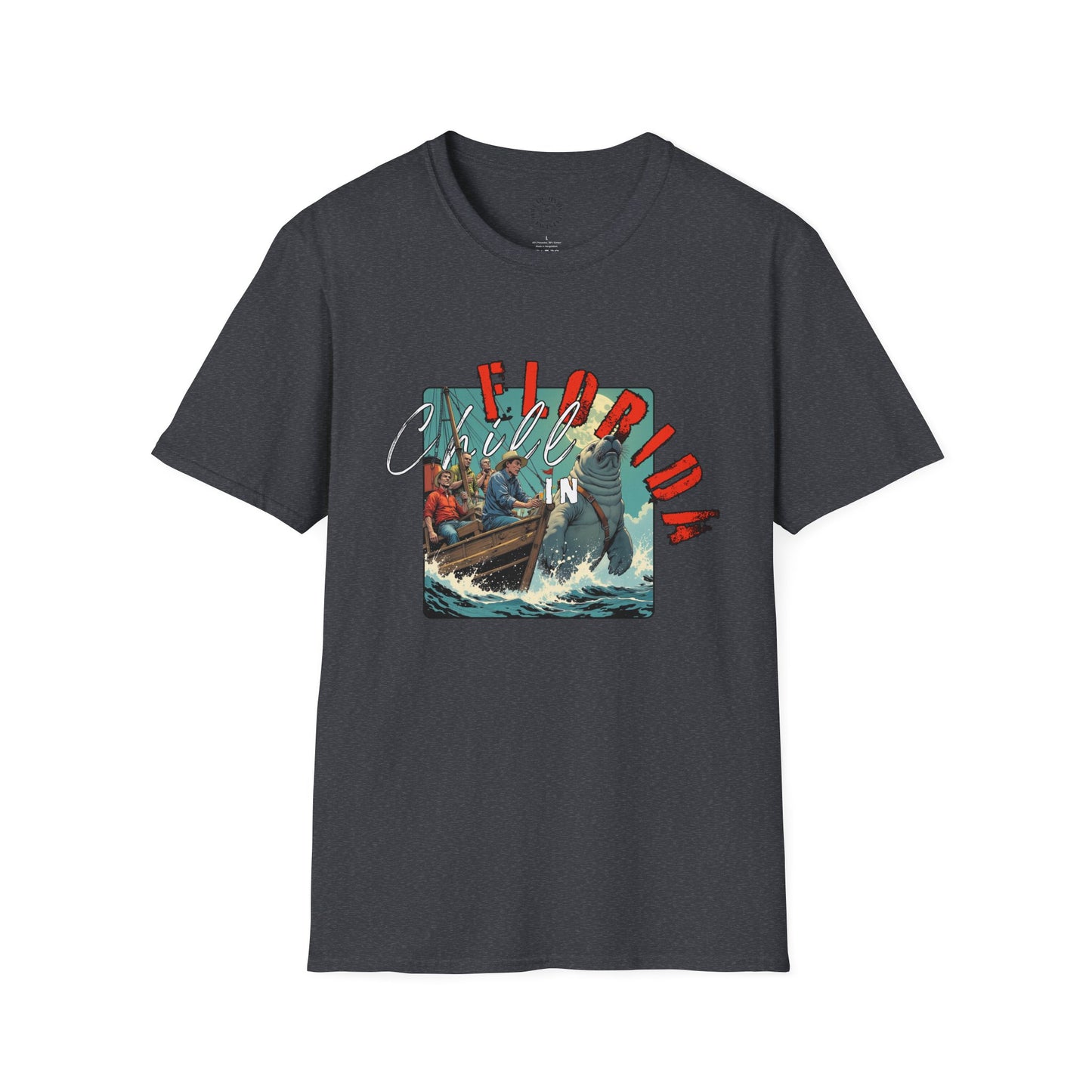 Florida Chill Unisex Softstyle T-Shirt | Vintage Beach Vibe Tee, manatee
