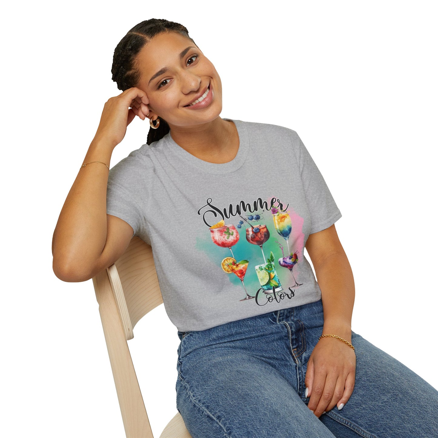 Summer Colors Cocktail T-Shirt, Unisex Tee, Fun Summer Wear, Gift for Cocktails Lovers, Beach Party Shirt, Vacation Top