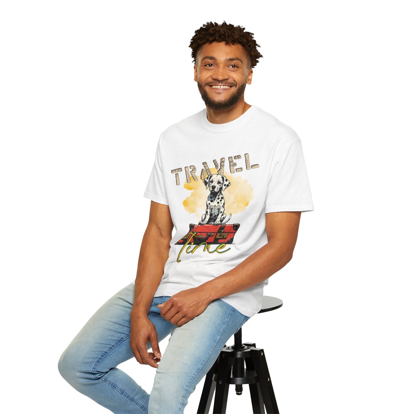 Travel Time Dog T-Shirt, Unisex Graphic Tee, Pet Lover's Gift, Vacation Shirt, Travel Enthusiast Apparel