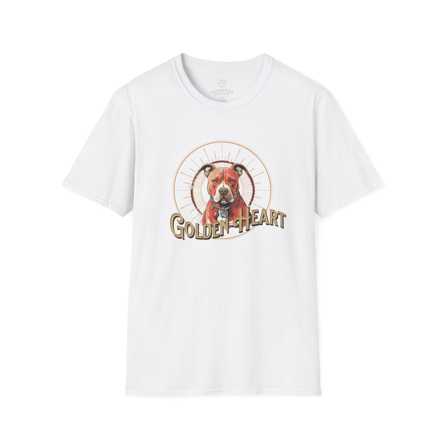 Golden Heart Dog Tee | Unisex Softstyle T-Shirt, Pet Lover Gift, Animal Adoption Awareness, Casual Wear, Dog Mom Apparel