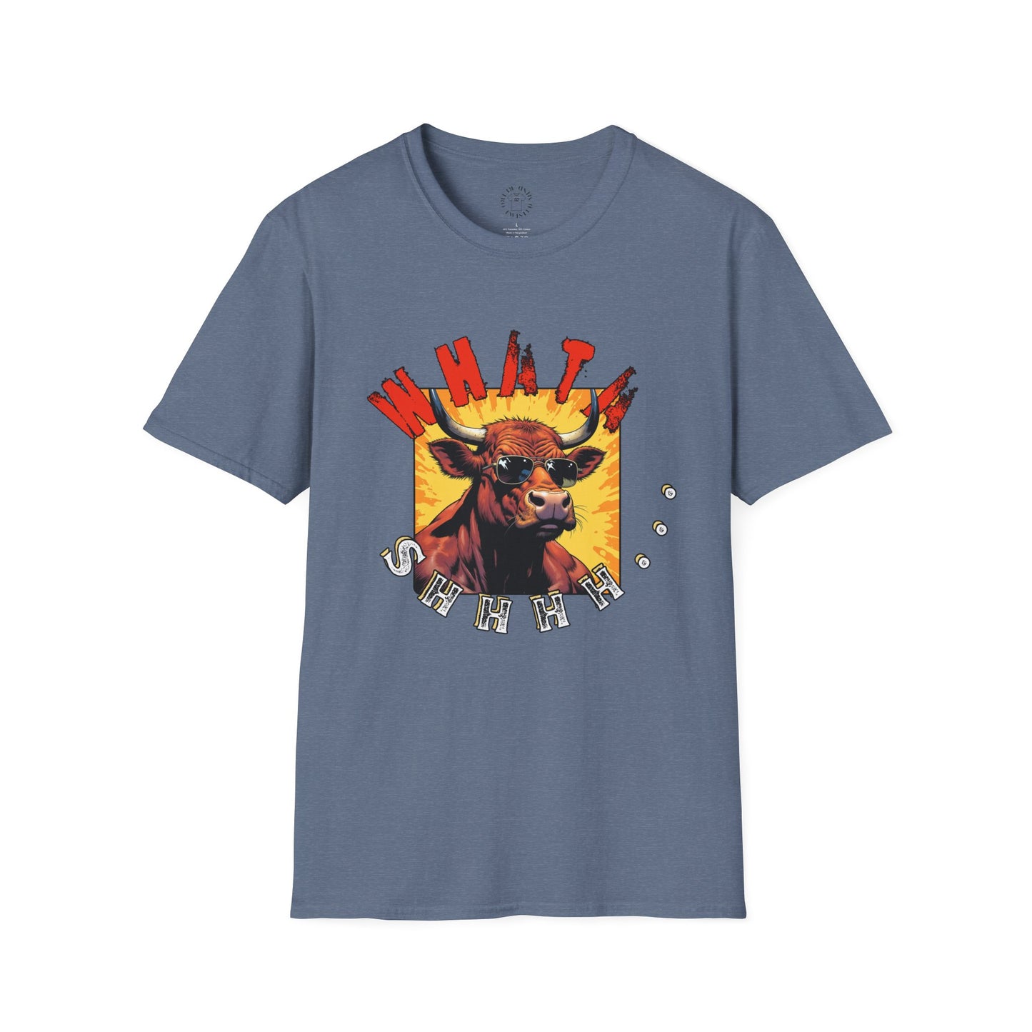 Whimsical Cow Graphic Unisex Softstyle T-Shirt - 'What bull Shhh...'