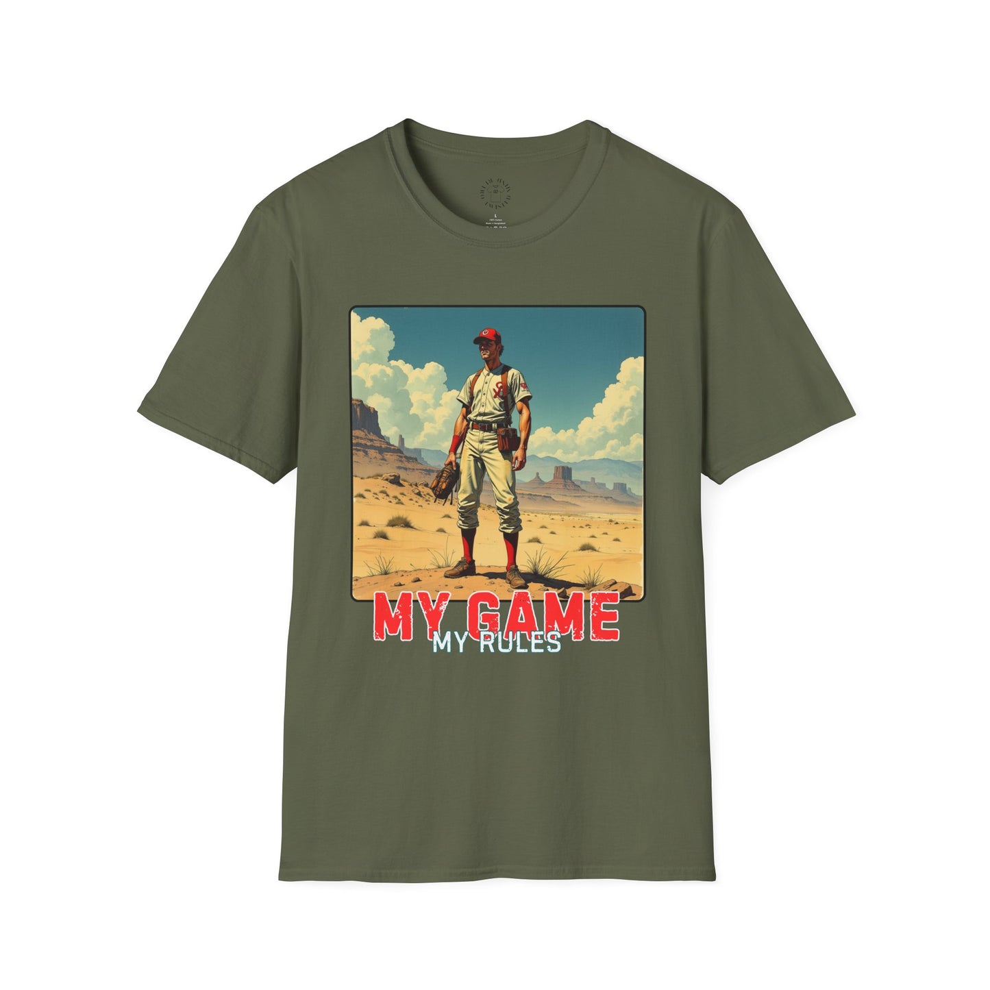 My Game My Rules Unisex Softstyle T-Shirt - Vintage Baseball Graphic Tee, sport, baseball