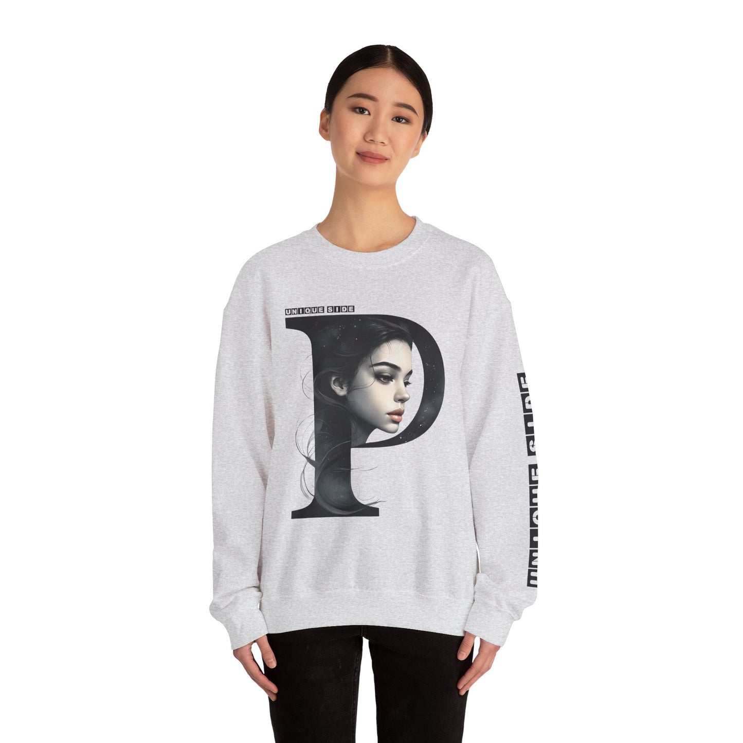 Letter P, Stylish Artistic Sweatshirt, Trendy Crewneck, Graphic Sweater, Cozy Unisex Top, Unique Gift for Art Lovers, Everyday Comfort