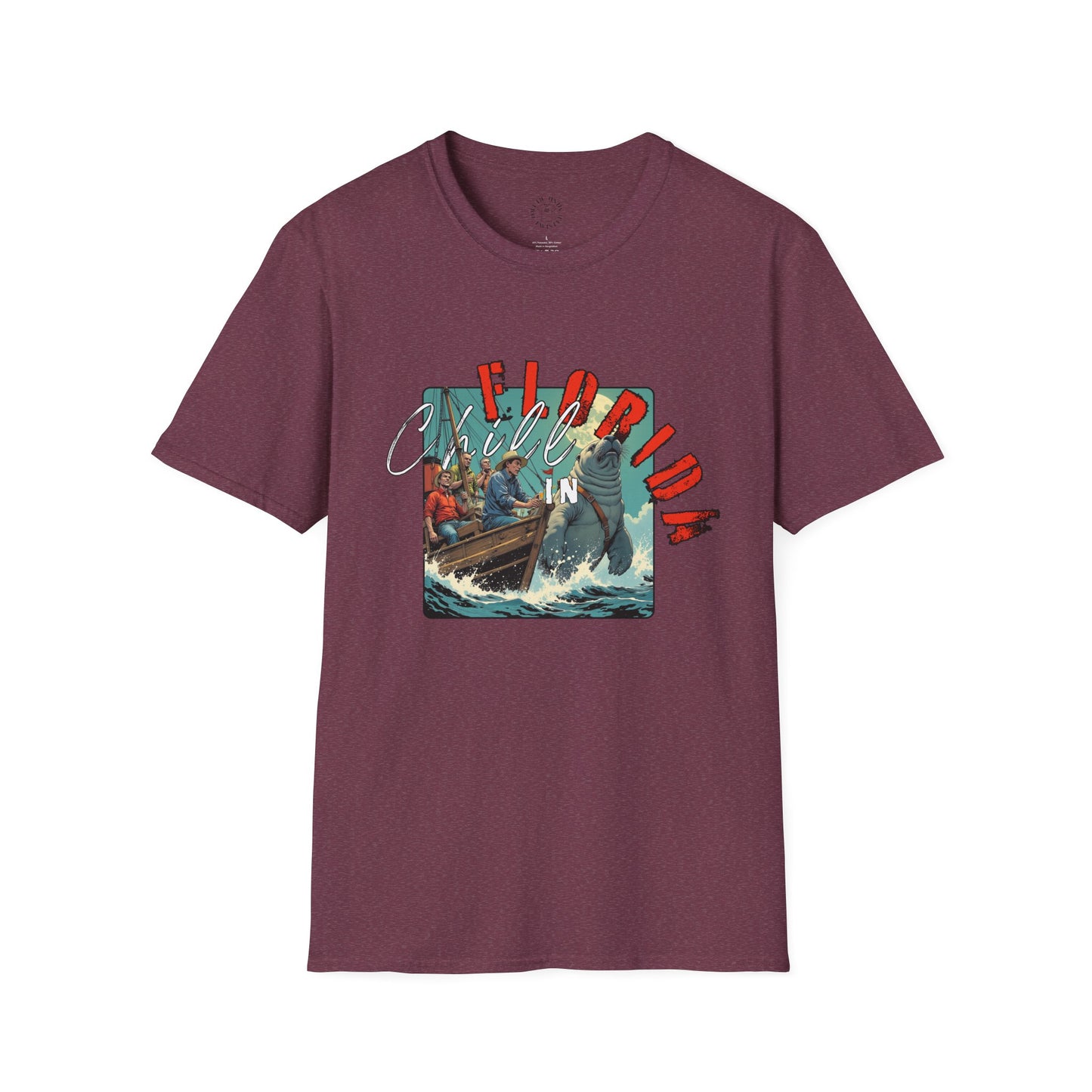 Florida Chill Unisex Softstyle T-Shirt | Vintage Beach Vibe Tee, manatee