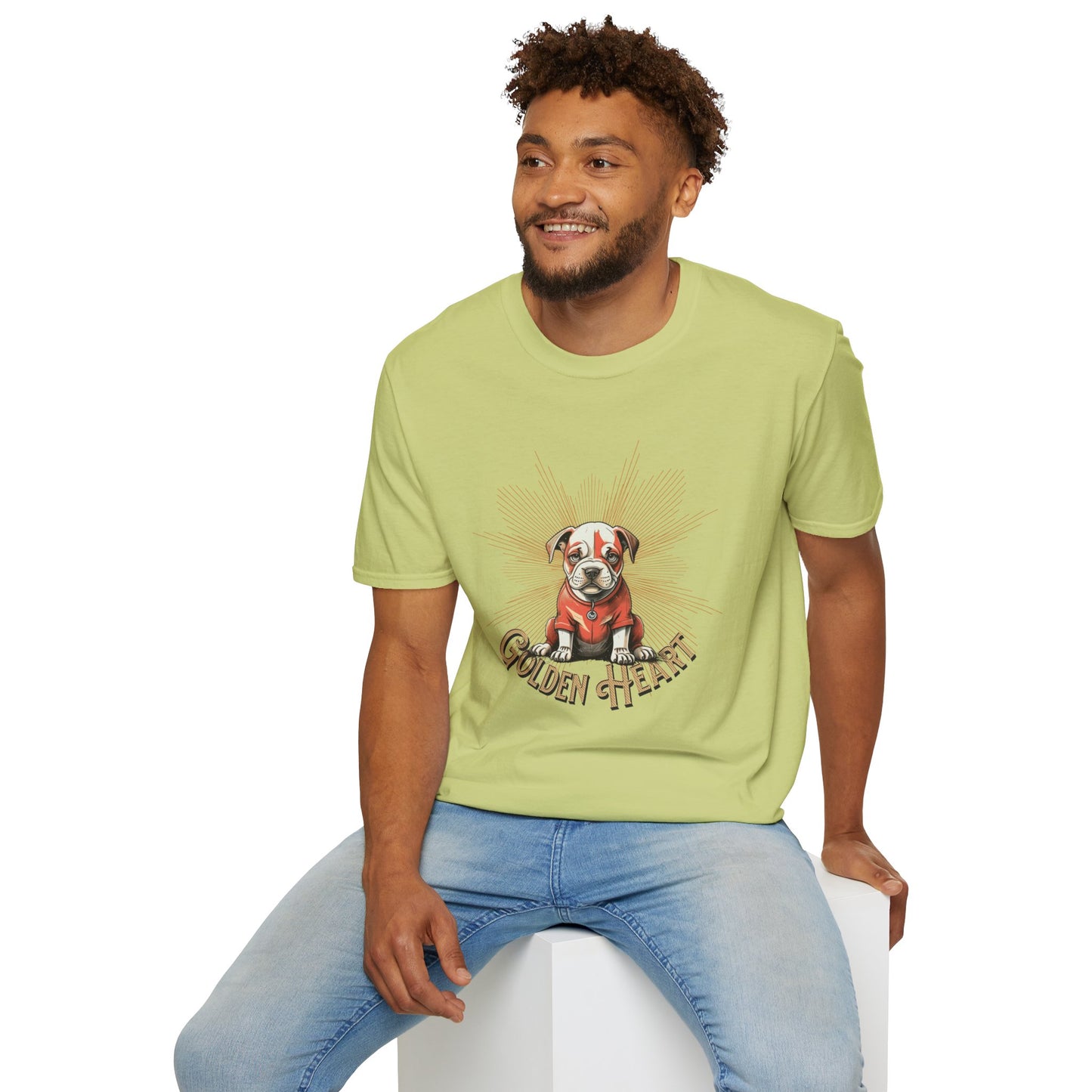 Golden Heart Dog Art Unisex T-Shirt, Animal Lover Gift, Pet Enthusiast Tee, Casual Wear, Birthday Gift, Cute Dog T-Shirt