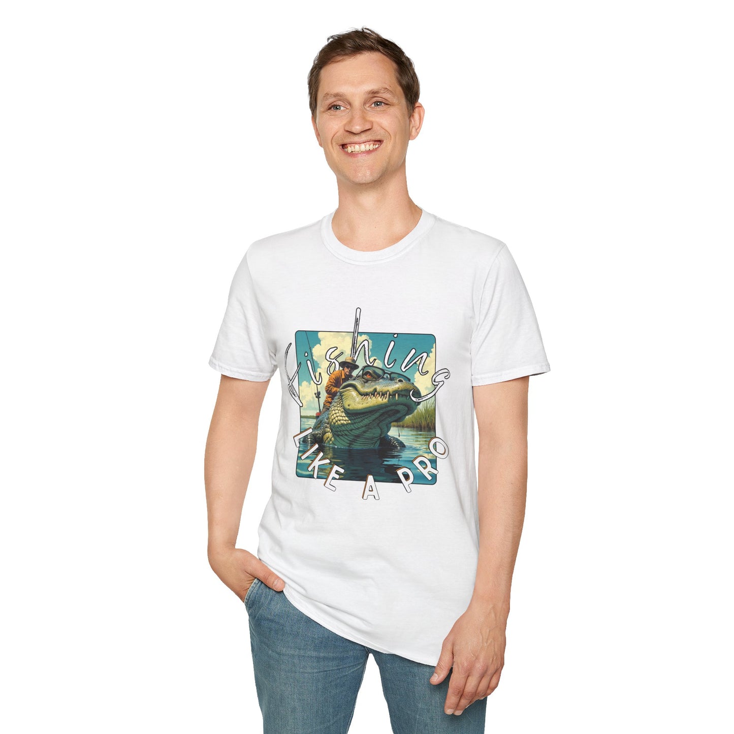 Fishing Like a Pro Unisex Softstyle T-Shirt,gator