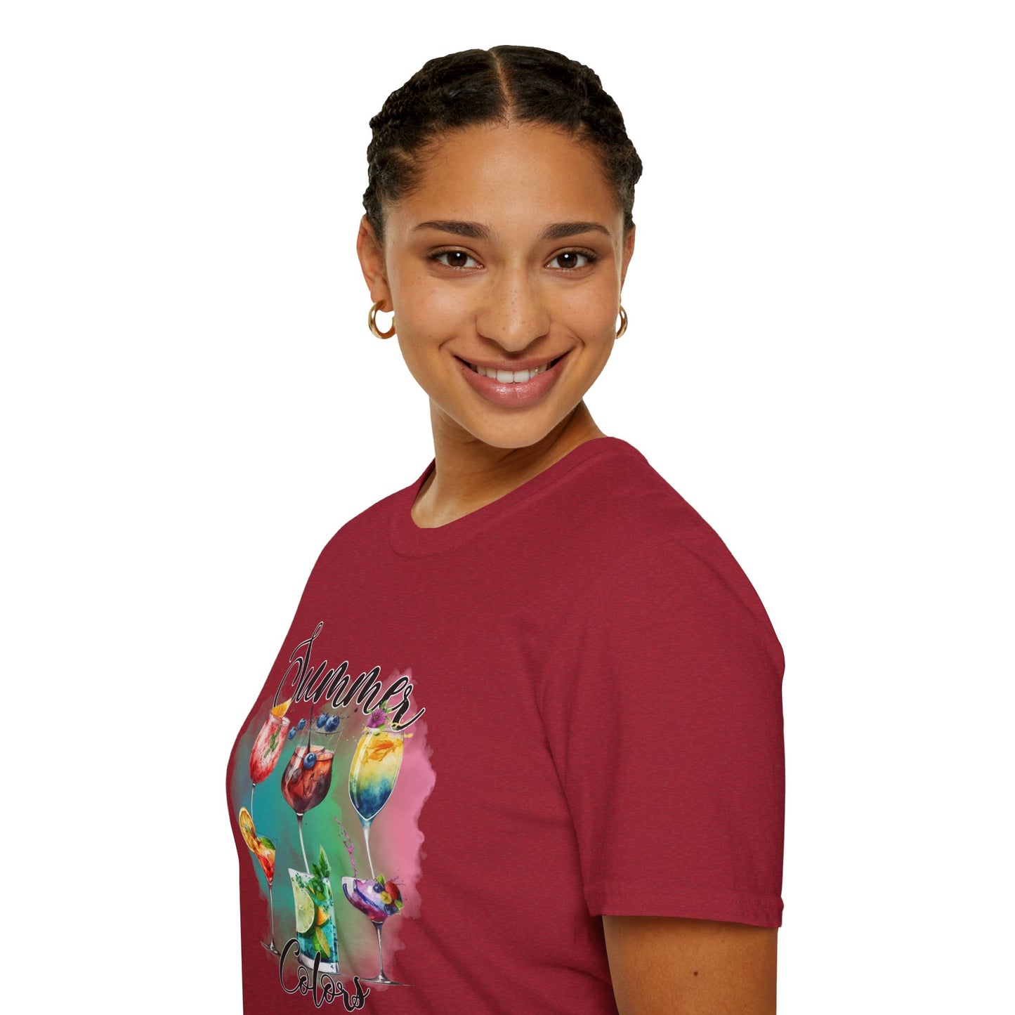 Summer Colors Cocktail T-Shirt, Unisex Tee, Fun Summer Wear, Gift for Cocktails Lovers, Beach Party Shirt, Vacation Top