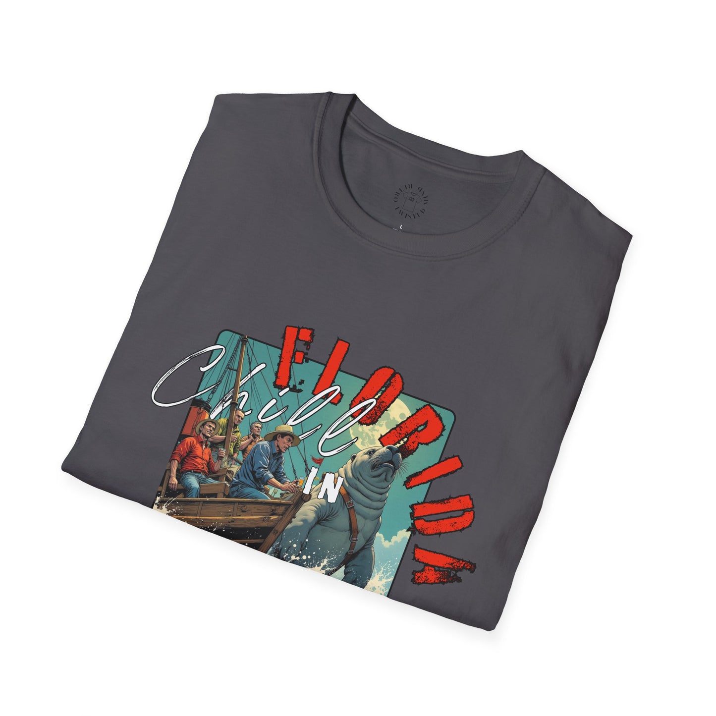 Florida Chill Unisex Softstyle T-Shirt | Vintage Beach Vibe Tee, manatee